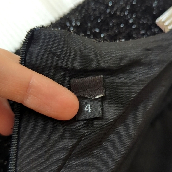 1995 Vintage Little Black Sparkle Knit Strapless Sheath Tube Mini Dress 4 - Picture 13 of 14